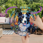 Border Collie Wind Spinner Pet Dog Memorial Gifts 3D Aluminum Metal Kinetic Hanging Wind Sculpture Spinners for Yard and Garden Indoor Outdoor Window Garden Decoration 8 Inch (Border Collie 1)
