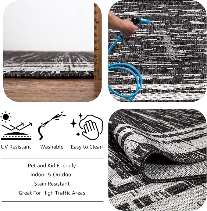 Keen Home Design Outdoor Rug - 8x10 Washable Indoor/Outdoor Rug for Patio, Balcony, Kitchen, Garden, Beach, Deck and Porch. Size: 7'9" x 10'2"