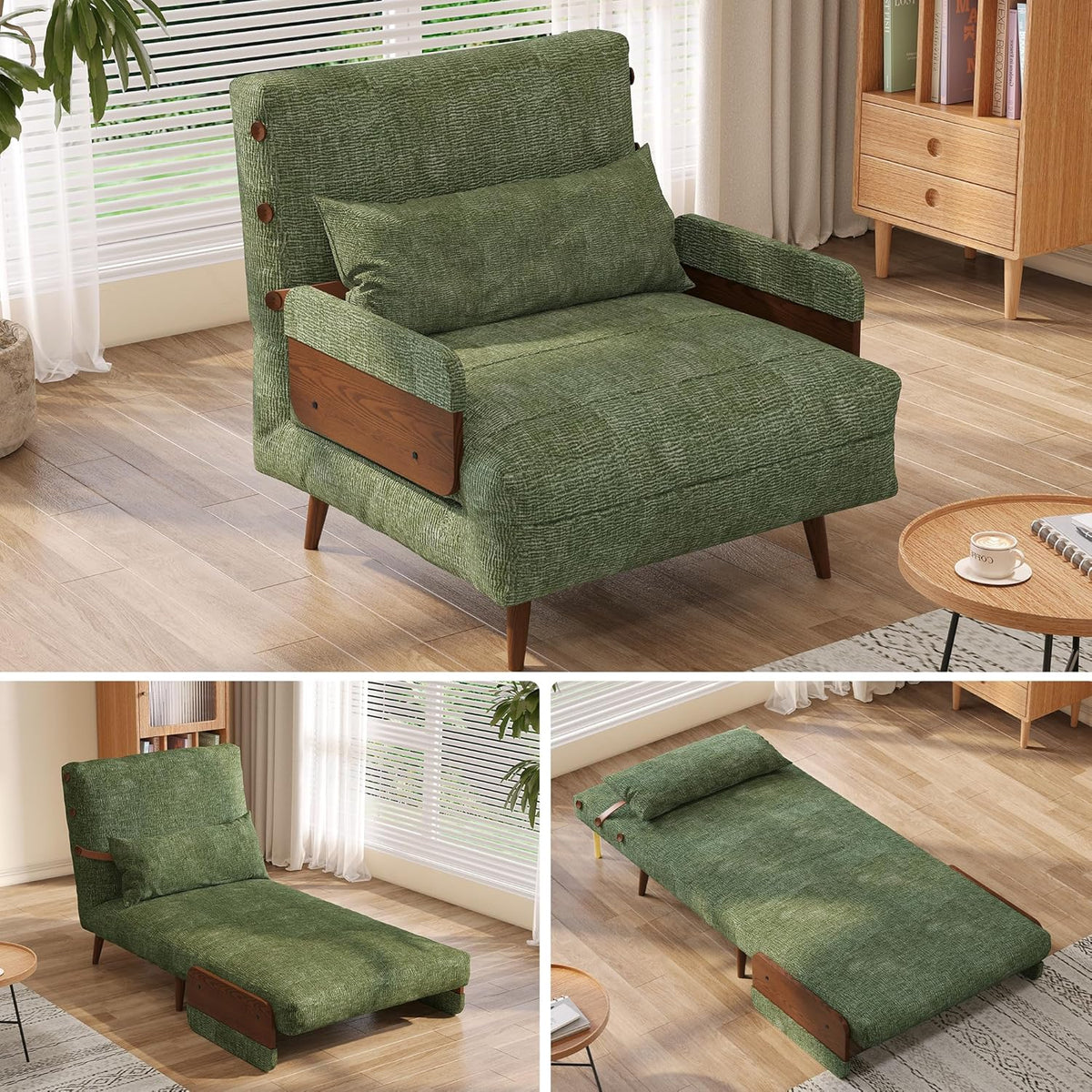 JASIWAY 28" Convertible Sleeper Sofa Chair for Adults, Chenille Futon Chair