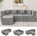 MONVANE 103'' Modular Sectional Sofa, Cloud Sectional Couch with Ottoman, Convertible Chenille L Shaped Couch with Deep Seat, Sectional Couches for Living Room, No Assembly Required, Light Grey