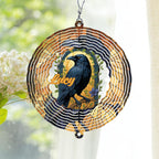 Personalized Raven Wind Spinner 3D Stainless Steel, Raven Garden Spinner Hanging Outdoor Decor, Wind Spinners Outdoor, Custom Gift for Grandmother, Mom, Wife