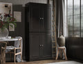 Palace Imports Solid Wood Kitchen Pantry Cabinet - 71.5" Tall x 32" Wide - Wooden Storage Cabinet with 4 Doors & Adjustable Shelves, Black, 100% Renewable Eco-Friendly Wood, Made in Brazil