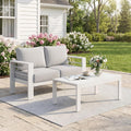 Solaste Aluminum Patio Furniture Set for All Weather, Oversized Metal Outdoor Furniture Set with 27.5" Deep Seating and 3.2" Wide Armrest, Outdoor Patio Sofa with 10" Back Suport Cushion, Light Grey