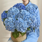 MARTINE MALL 3Pcs 21in Hydrangea Artificial Flowers, Latex Real Touch Hydrangeas Lifelike Large Hydrangea Flowers for Home Decor Party Arrangements Wedding Bouquets Centerpieces (Blue)