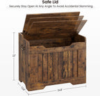 Garvee Storage Chest, Wooden Storage Bench with Safety Hinge, Flip Top Blanket Chest Trunks, Supports 350 Lb, for Entryway, Living Room, Bedroom (Rustic Brown, 24.8" L x 14" W x 22" H)