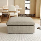 JACH Storage Ottoman for Living Room, Cushion Cover Removable, Minimalist Footstool, Breathable Storage Ottomans for Living Room Apartment (Khaki)