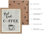 Poster Master Dictionary Art Poster - But First Coffee Print - Cafe Art - Gift for Men, Women, Coffee Lovers & Barista - Funny Decor for Kitchen, Restaurant or Dining Room, 16x20 Beige Framed