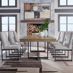 Signature Design by Ashley Tomtyn Dining Chair, Set of 2, Cushioned Polyester Side Chairs with Sturdy Metal Frame, Modern Urban Style for Kitchen or Dining Room, Light Beige & Gunmetal Gray