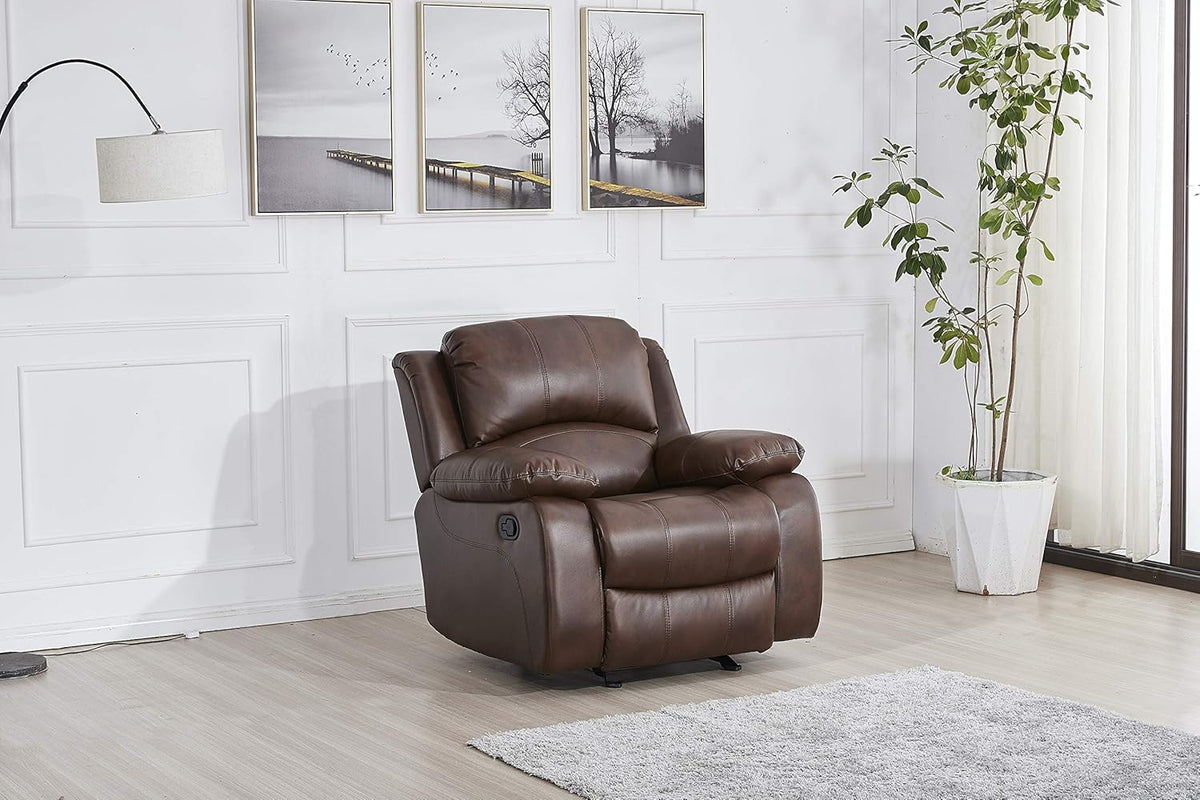 Betsy Furniture Faux Leather Reclining Glider Chair, Recliner, 8018 Multiple Colors (Brown, Chair)