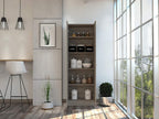 Multistorage Kitchen Pantry 70,8 inches H with Five Interior Shelves, Light Grey White
