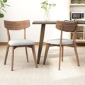 Dining Chairs Set of 2, Mid Century Modern Dining Chairs with Curved Backrest and Wood Legs, Walnut Finished Frame Upholstered Dining Room Chairs for Kitchen, Living Room (Beige)