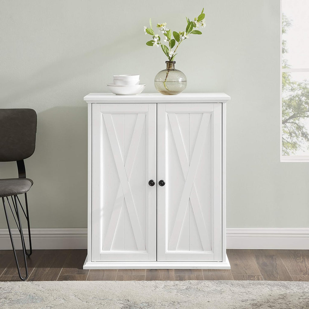 Crosley Furniture Clifton Stackable Pantry Storage Cabinet with Shelves, Kitchen, Dining, or Laundry Room, Distressed White