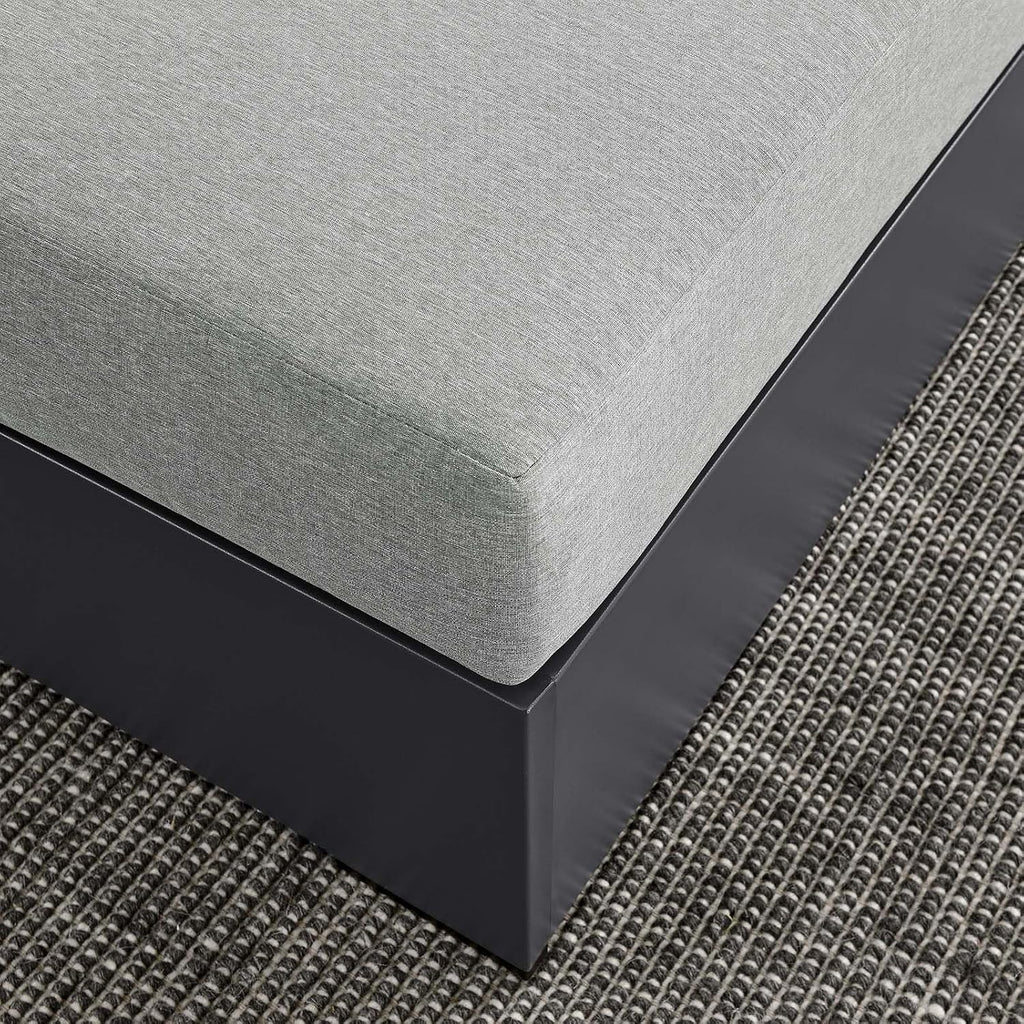 Modway Tahoe Aluminum Ottoman Gray with Weather-Resistant Cushion-Ideal as Outdoor Footstool, Patio or Sunroom Furniture
