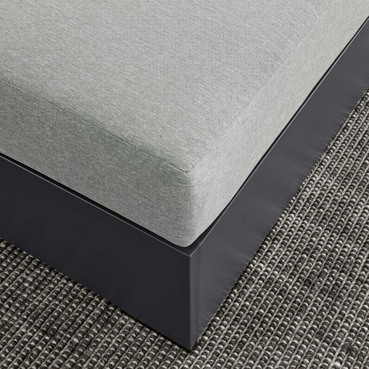 Modway Tahoe Aluminum Ottoman Gray with Weather-Resistant Cushion-Ideal as Outdoor Footstool, Patio or Sunroom Furniture