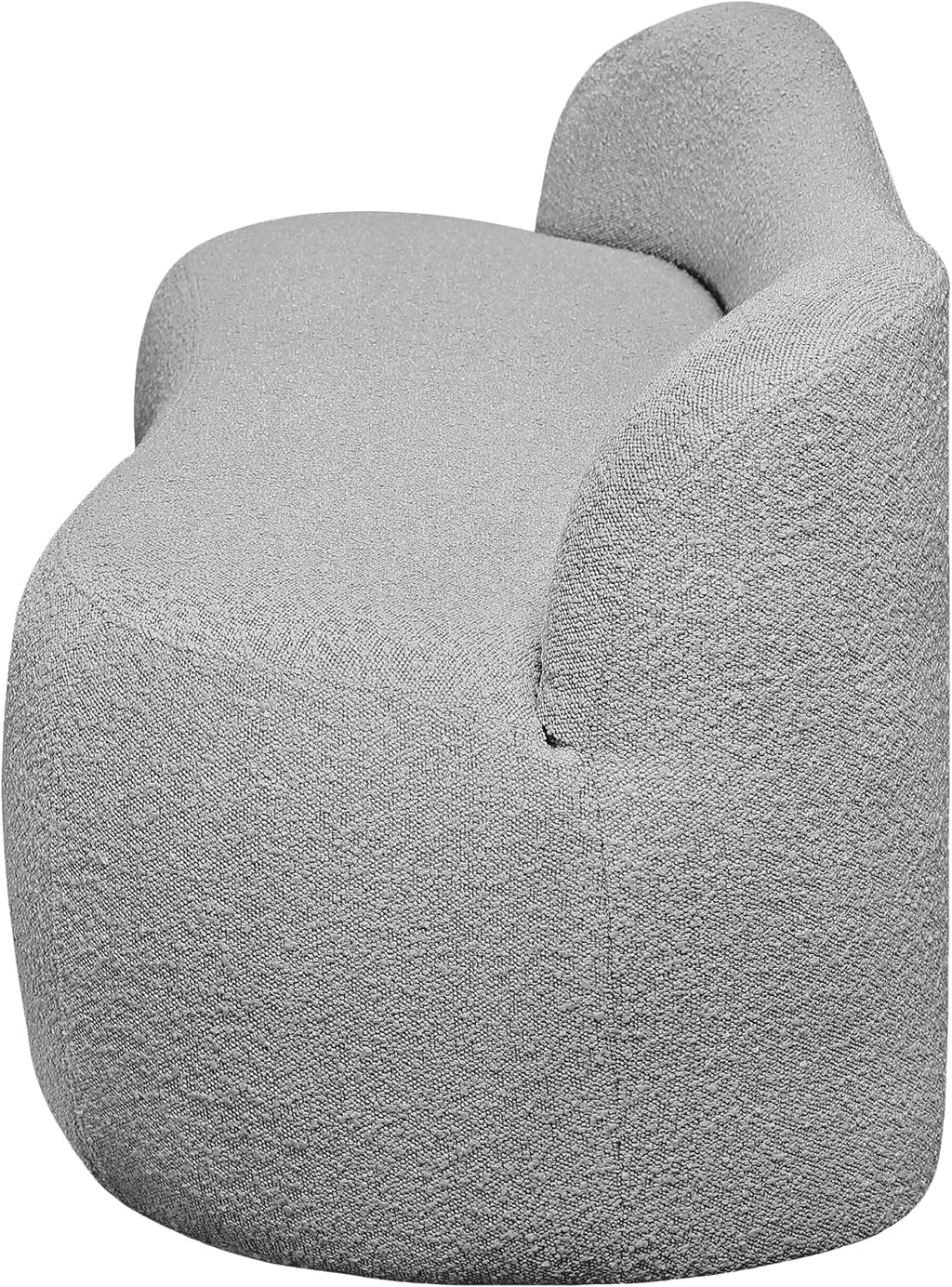 Meridian Furniture 119Grey Flair Collection Modern | Contemporary Boucle Fabric Upholstered Bench with Curved Back Design, Grey, 62" W x 23" D x 24" H