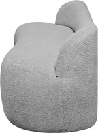 Meridian Furniture 119Grey Flair Collection Modern | Contemporary Boucle Fabric Upholstered Bench with Curved Back Design, Grey, 62" W x 23" D x 24" H