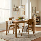 Alaterre Furniture Calais Dining – Mid Century Modern Set of 2 Dining Chairs – Solid Wood Chair Set with Minimalist Design for Dining Room or Kitchen (Warm Pecan Finish)