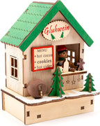 Small Foot 11390 Christmas Market Lamps Set, Made of Wood, Three Wooden Huts with Lights
