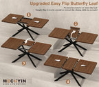 Extendable Dining Room Table for 4 6 8, 55"-70.9" Long Rectangle Kitchen Table,Wood Expandable Dining Table with Butterfly Leaf Self-Storing, Space Saving, For Kitchen Dining Living Room,Modern,Walnut | Simply Flip Leaf Expandable Rectangle Dining
