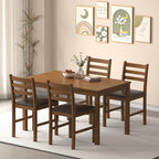 WiberWi Dining Table Set for 4, Solid Wood Kitchen Table and Chairs Set of 4, 43.3” Space-Saving Mid Century Modern Dining Room Table with Upholstered Chairs, Walnut