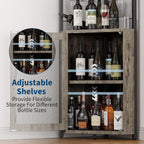 GAOMON Corner Wine Cabinet with Wine Rack and Glass Holder 5 Tier Modern Corner Wine Cabinet Corner Bar Cabinet Industrial Liquor Cabinets for Kitchen, Living Room, Dining Room,Grey