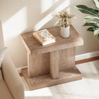 COZAYH Farmhouse Wood End Table with Open Base Shelf, Modern Minimalist Rectangular Side Table Plant Stand for Living Room, Bedroom, Natural Grain Finish
