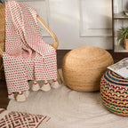 · REDEARTH · Jute Pouf Ottoman - Circular Boho Foot Stool - Jute Natural | Jute, 19.5"x19.5"x14"; Braided Pouffe Accent Sitting, Doubles as Foot Rest for Living Room, Patio, Outdoor, Bedroom