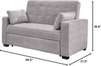 Serta Ainsley 66.5" Convertible Sleeper Loveseat, Full Size, Dreamcoil Comfort, Soft Woven Fabric, Light Grey