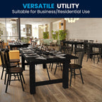 Flash Furniture Hercules Commercial Rectangular Farmhouse Folding Table, Antique Rustic Solid Pine Dining Room Table, Foldable Locking Legs, 8' x 40", Black Wash
