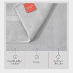 TEXTILOM Luxury 2 Pack Banded Cotton Bath Mats for Bathroom Floor [ Hotel, Spa, Tub, Shower Bath Mat Floor Towel Set ], Machine Washable & Soft & Absorbent & Quick Dry (20''x34'')- Light Grey