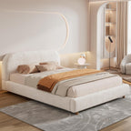 Queen Size Bed Frame, Cloud Upholstered Boucle Platform Beds Frames