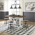 Signature Design by Ashley Valebeck Counter Height Dining Table, Rustic Farmhouse Design, Black Metal Footrest, Seats Up to 4, Great for Small Spaces, White