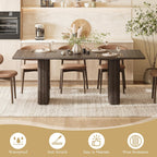 78.5 Inch Dining Table for 4-10 People, Long Large Kitchen Table with Wood Strip Base, Rectangular Kitchen Table, Modern Farmhouse Rectangle Kitchen Dinner Tables for Dining Room Kitchen Living Room