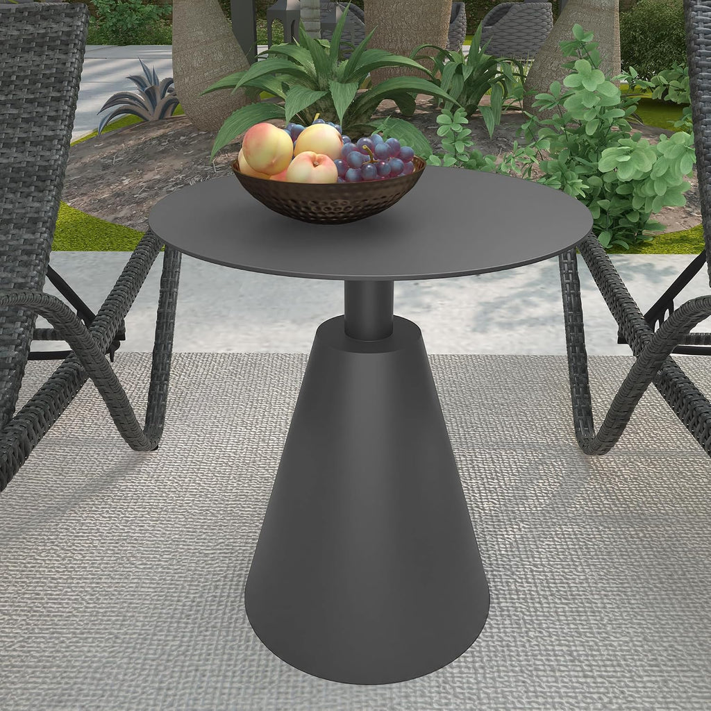 TWT Outdoor Round Side Table Pedestal Table Coffee End Table for Living Room,Bedroom and Small Spaces,Modern Nightstand Home Decor Metal Bedside Nightstand with Aluminum Base,19.5 in x 21.7 in (Grey)