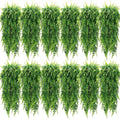 Geosar 12 Pcs Artificial Hanging Plants 32 Inch Hanging Boston Ferns Plastic Fake Plants for Wall Room Garden Wedding Garland Indoor Outdoor Decoration, No Basket