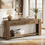 Tribesigns 70.9-Inch Long Console Table with 3 Drawers, Farmhouse Entryway Table with Storage, Rectangular Narrow Sofa Table Behind the Couch, Accent Table for Hallway, Living Room, Entry, Brown