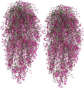 RECUTMS Artificial Hanging Plants Fake Hanging Vines Boston Fern Greenery Hanging Wall Plants for Home Room Garden Wedding Outside Decoration (Fuchsia 4P)