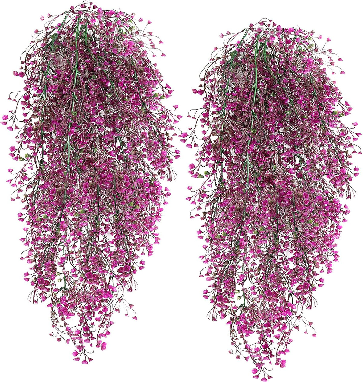 RECUTMS Artificial Hanging Plants Fake Hanging Vines Boston Fern Greenery Hanging Wall Plants for Home Room Garden Wedding Outside Decoration (Fuchsia 4P)