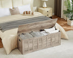 VANKILEY 51.2" Storage Chest Extra Large,Wooden Storage Bench,Greige | Chest with 2 Safety Hinges, 51.2*15.7*19.1inches, Wooden Trunk for Bedroom, Livingroom,Entryway,Easy Assembly.