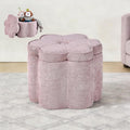 Crestview Collection 14.5" H Pink Flower Storage Ottoman,Sandy Pink | Chenille Fabric,Holds 300 LBS,Seating Foot Rest,For Bedroom Living Room Entryway,Home Decor