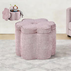 Crestview Collection 14.5" H Pink Flower Storage Ottoman,Sandy Pink | Chenille Fabric,Holds 300 LBS,Seating Foot Rest,For Bedroom Living Room Entryway,Home Decor