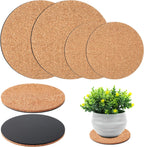 4 Pieces Cork Plant Mats Round Cork Plant Coasters for Garden Pots, DIY Craft Project (4 Inches,6 Inches)