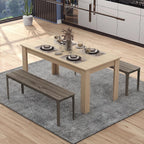 COSTWAY 63”Rectangular Dining Table for 4-6 People,Farmhouse Dinette with Large Computer Workstation, Modern Counter Height Kitchen Table for Small Place, Apartment Living Room Restaurant (Light Oak)