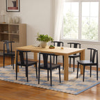 EYYTHUNG Wood Dining Chairs Set of 2, Farmhouse Kitchen Chairs with Curved Back, Modern Mid Century Wishbone Dining Chairs for Dining Room, Kitchen, Black