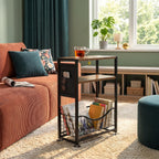 Skinny Side Table with Storage, 3 Tier Slim Side Tables for Small Spaces, Skinny End Table Narrow Bedside Table Narrow Side Table for Living Room, Bedroom