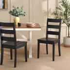 SAFAVIEH Home Collection - Silio Black Wood Ladder Back Dining Chair Set of 2, Classic Farmhouse Style Seating (DCH9213C-SET2)