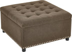 30 inch Large Square Storage Footstool Coffee Table with, Ample Space - Perfect for Living Room Storage