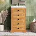 JIVOIT 20" Bathroom Vanity with Integrated Ceramic Sink, Wood Bathroom Cabinet with Adjustable Shelf, Soft-Closing Door, Solid Wood Bottom Frame for Small Space