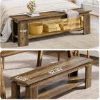 Tribesigns 63" Dining Bench for 2-3, Farmhouse Wooden Dining Room Bench with Storage Shelf for Kitchen & Dining Room