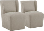 KISLOT Dining Chairs with Casters Require Assembly Upholstered Wingback Single Sofa Armless Deskchair for Bedroom Waiting Room Kitchen Diningroom